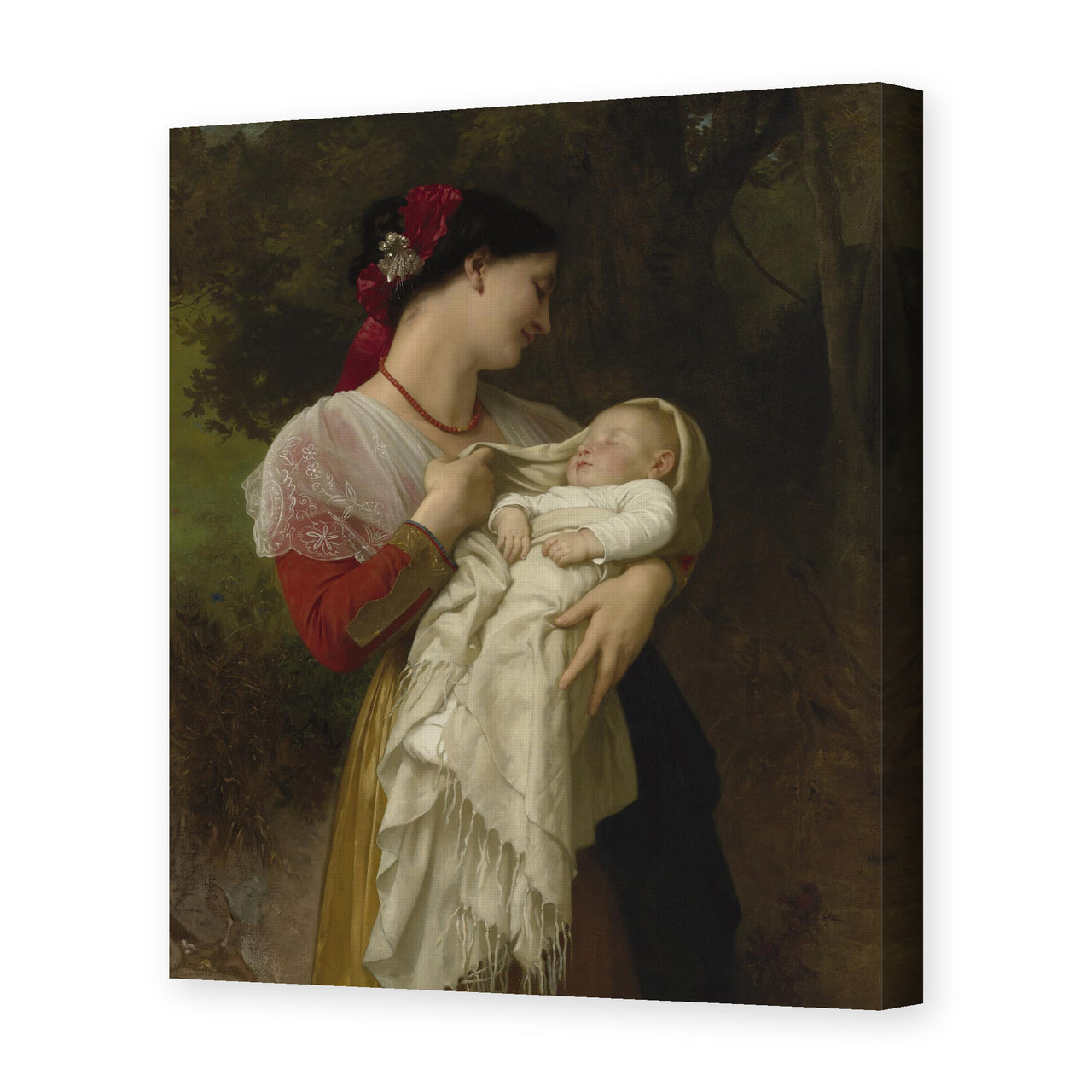 William-Adolphe Bouguereau's 'Admiration Maternelle' painting reproduced as a gallery-wrapped canvas print