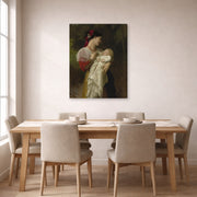 Gallery-wrapped canvas print of William-Adolphe Bouguereau's Admiration Maternelle displayed on a wall in a dining room
