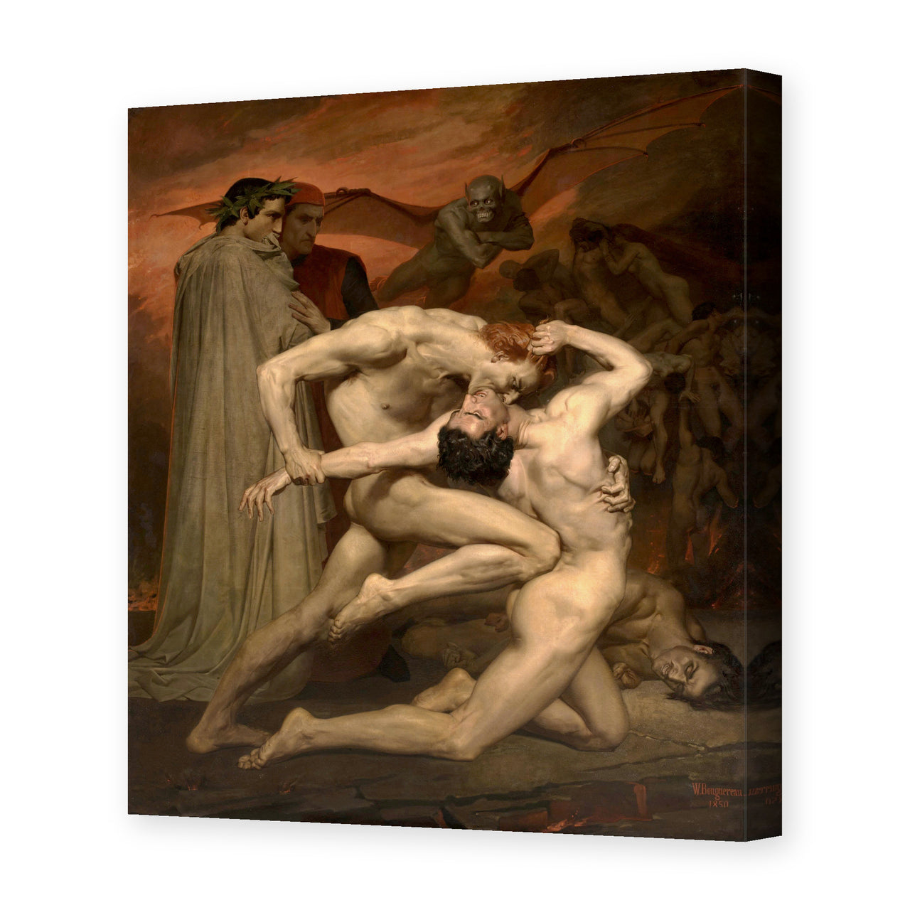 William-Adolphe Bouguereau's 'Dante and Virgil in Hell' painting reproduced as a gallery-wrapped canvas print