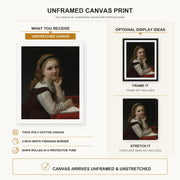 William-Adolphe Bouguereau - Distraction canvas print size comparison and framing display infographic