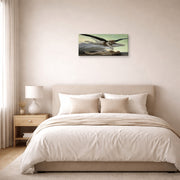 Gallery-wrapped canvas print of William-Adolphe Bouguereau's Equality Before Death displayed on a wall in a bedroom