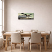 Gallery-wrapped canvas print of William-Adolphe Bouguereau's Equality Before Death displayed on a wall in a dining room
