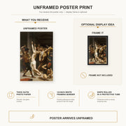 William-Adolphe Bouguereau - Flagellation of Our Lord Jesus Christ poster print size comparison and framing display infographic