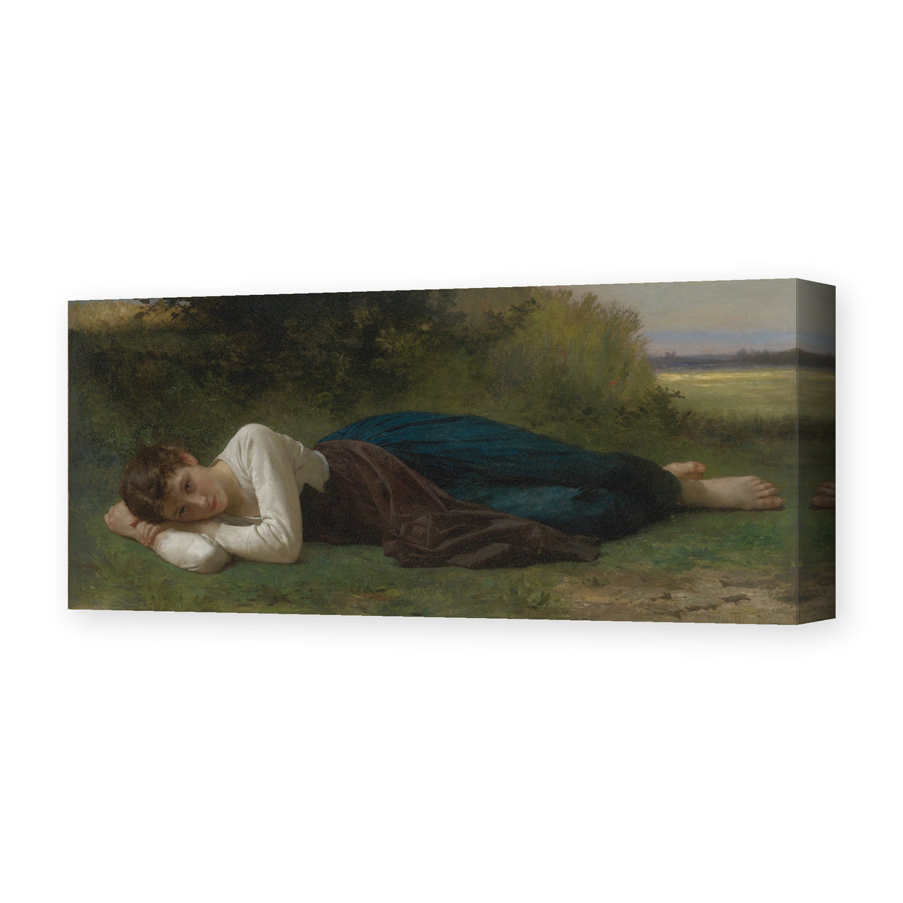 William-Adolphe Bouguereau's 'Girl Lying' painting reproduced as a gallery-wrapped canvas print