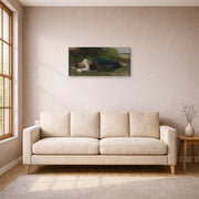 Gallery-wrapped canvas print of William-Adolphe Bouguereau's Girl Lying displayed on a wall in a living room