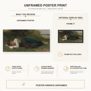 William-Adolphe Bouguereau - Girl Lying poster print size comparison and framing display infographic