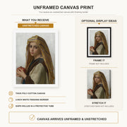 William-Adolphe Bouguereau - Girl with a Pomegranate canvas print size comparison and framing display infographic