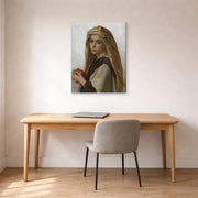 Gallery-wrapped canvas print of William-Adolphe Bouguereau's Girl with a Pomegranate displayed on a wall in a office