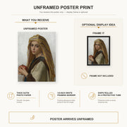 William-Adolphe Bouguereau - Girl with a Pomegranate poster print size comparison and framing display infographic