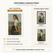 William-Adolphe Bouguereau - Glaneuse canvas print size comparison and framing display infographic