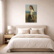 Gallery-wrapped canvas print of William-Adolphe Bouguereau's Glaneuse displayed on a wall in a bedroom