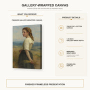 William-Adolphe Bouguereau - Glaneuse gallery wrap canvas construction and hanging details infographic