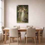 Gallery-wrapped canvas print of William-Adolphe Bouguereau's Jeunesse displayed on a wall in a dining room