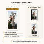 William-Adolphe Bouguereau - L'aurore canvas print size comparison and framing display infographic