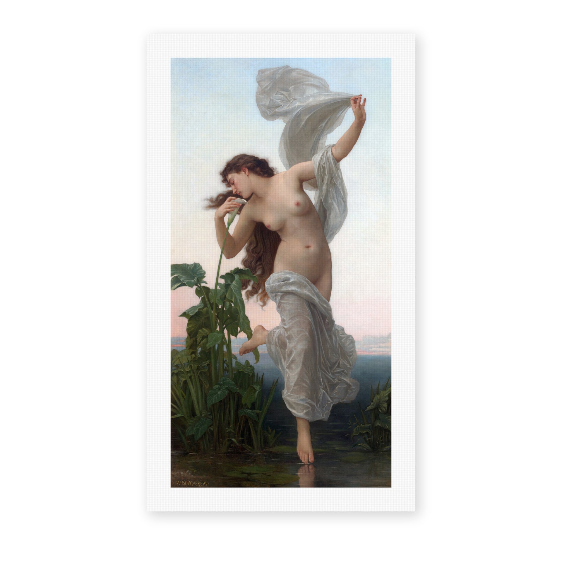 William-Adolphe Bouguereau's 'L'aurore' painting reproduced as a rolled canvas print