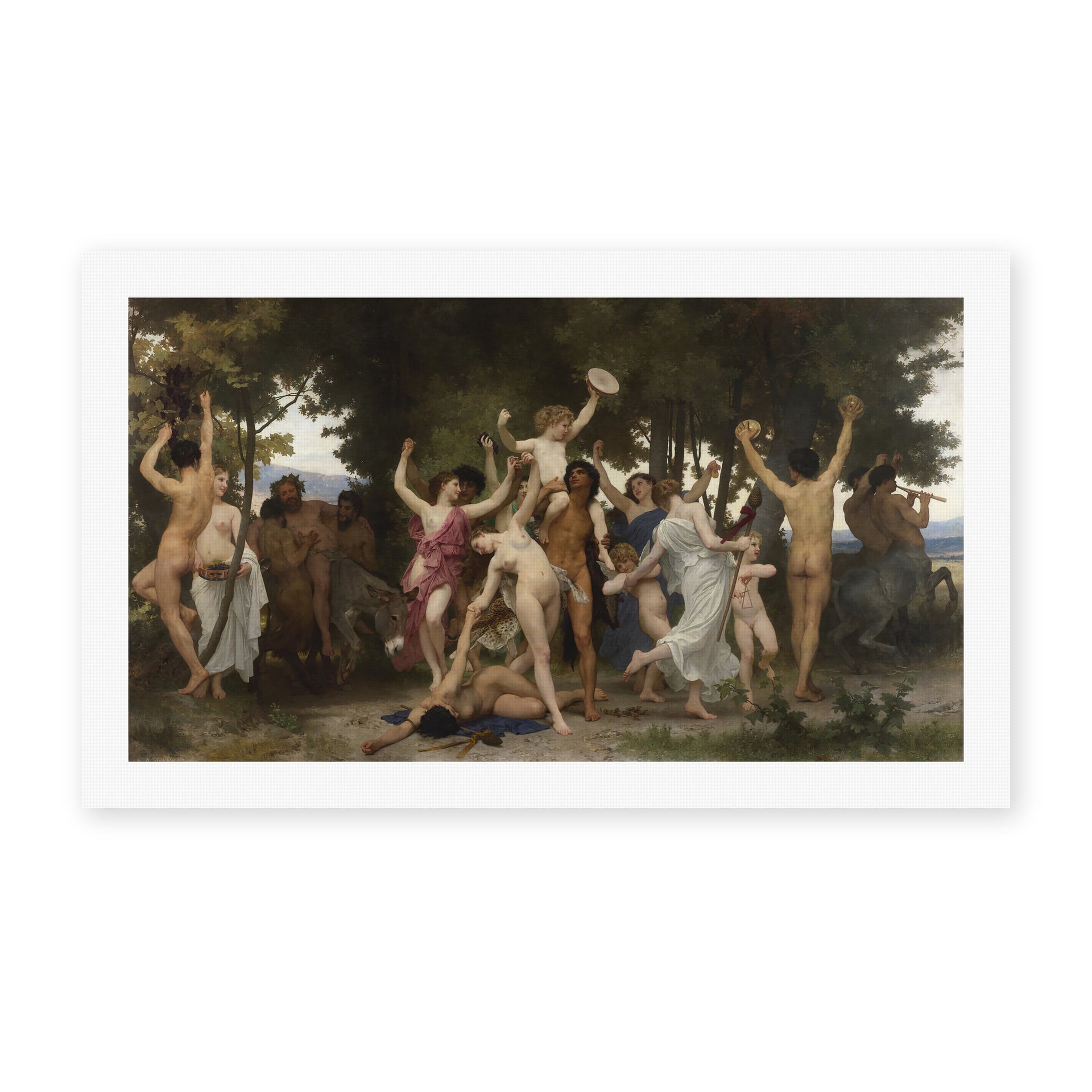 William-Adolphe Bouguereau's 'La Jeunesse de Bacchus (The Youth of Bacchus)' painting reproduced as a rolled canvas print