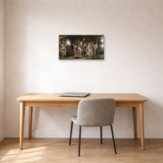 Gallery-wrapped canvas print of William-Adolphe Bouguereau's La Jeunesse de Bacchus (The Youth of Bacchus) displayed on a wall in a office