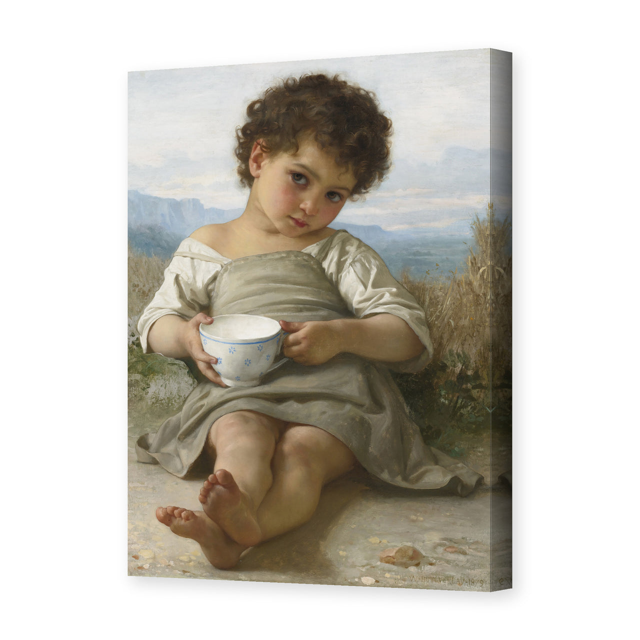 William-Adolphe Bouguereau's 'La Tasse De Lait' painting reproduced as a gallery-wrapped canvas print