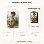 William-Adolphe Bouguereau - La Tasse De Lait poster print size comparison and framing display infographic