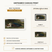 William-Adolphe Bouguereau - Le Repos (Jeune Fille Couchée) canvas print size comparison and framing display infographic