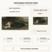 William-Adolphe Bouguereau - Le Repos (Jeune Fille Couchée) poster print size comparison and framing display infographic