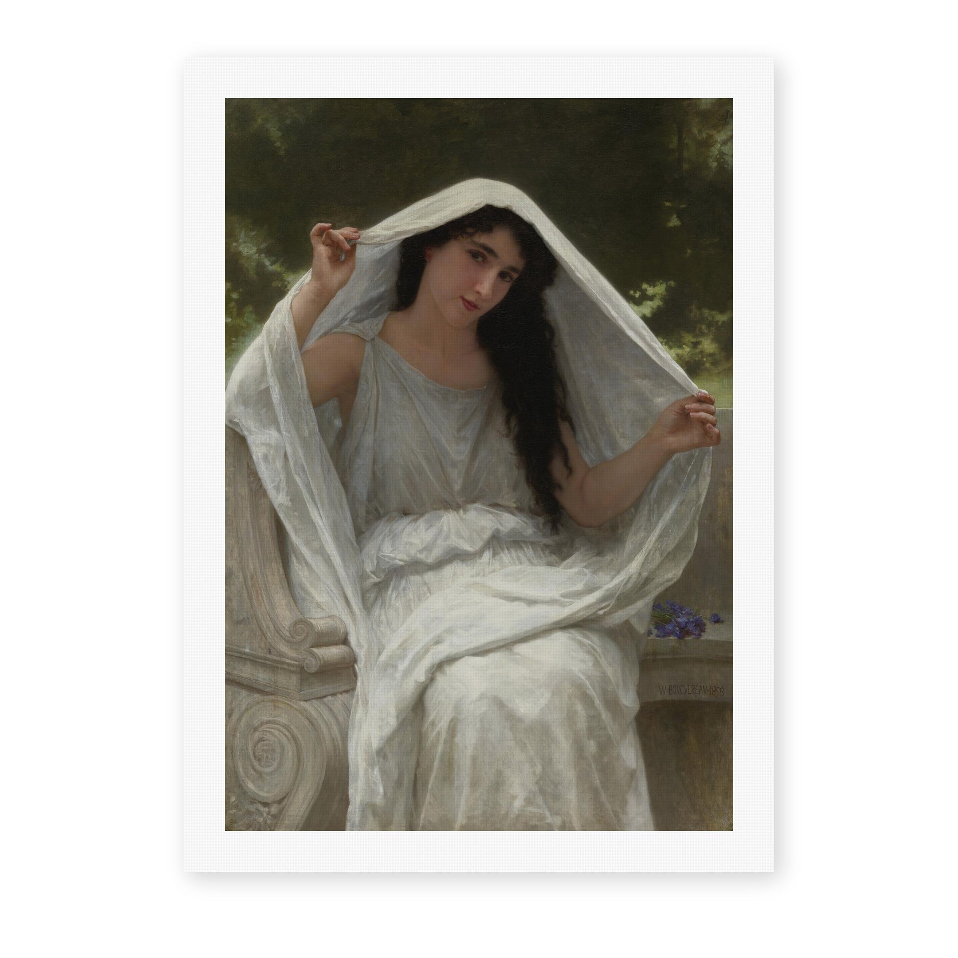 William-Adolphe Bouguereau's 'Le Voile' painting reproduced as a rolled canvas print