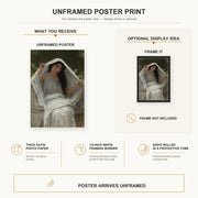 William-Adolphe Bouguereau - Le Voile poster print size comparison and framing display infographic