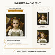 William-Adolphe Bouguereau - Mother and Child canvas print size comparison and framing display infographic