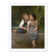 William-Adolphe Bouguereau's 'Pêche pour les grenouilles' painting reproduced as a rolled canvas print