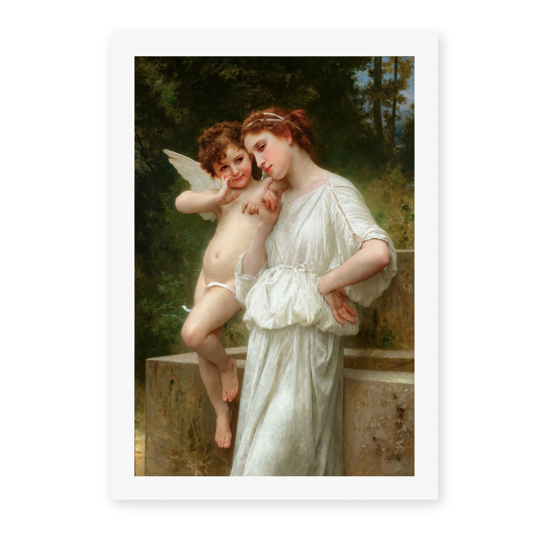 William-Adolphe Bouguereau's 'Secrets De L'amour' painting reproduced as a rolled canvas print