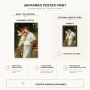 William-Adolphe Bouguereau - Secrets De L'amour poster print size comparison and framing display infographic