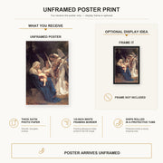 William-Adolphe Bouguereau - Song of the Angels poster print size comparison and framing display infographic