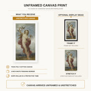 William-Adolphe Bouguereau - Study for 'Le Jour' canvas print size comparison and framing display infographic