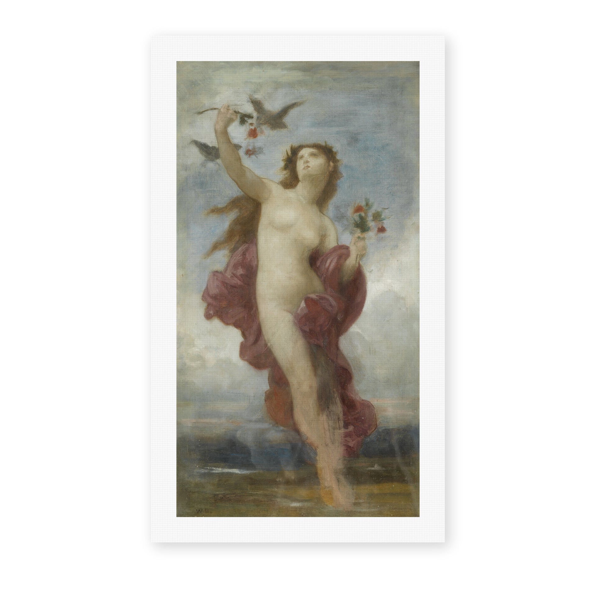 William-Adolphe Bouguereau's 'Study for 'Le Jour'' painting reproduced as a rolled canvas print