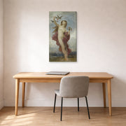 Gallery-wrapped canvas print of William-Adolphe Bouguereau's Study for 'Le Jour' displayed on a wall in a office