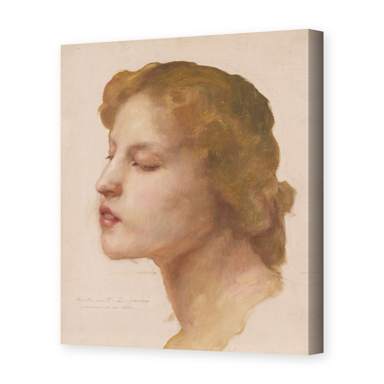 William-Adolphe Bouguereau's 'Study of a Woman's Head' painting reproduced as a gallery-wrapped canvas print