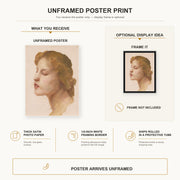 William-Adolphe Bouguereau - Study of a Woman's Head poster print size comparison and framing display infographic