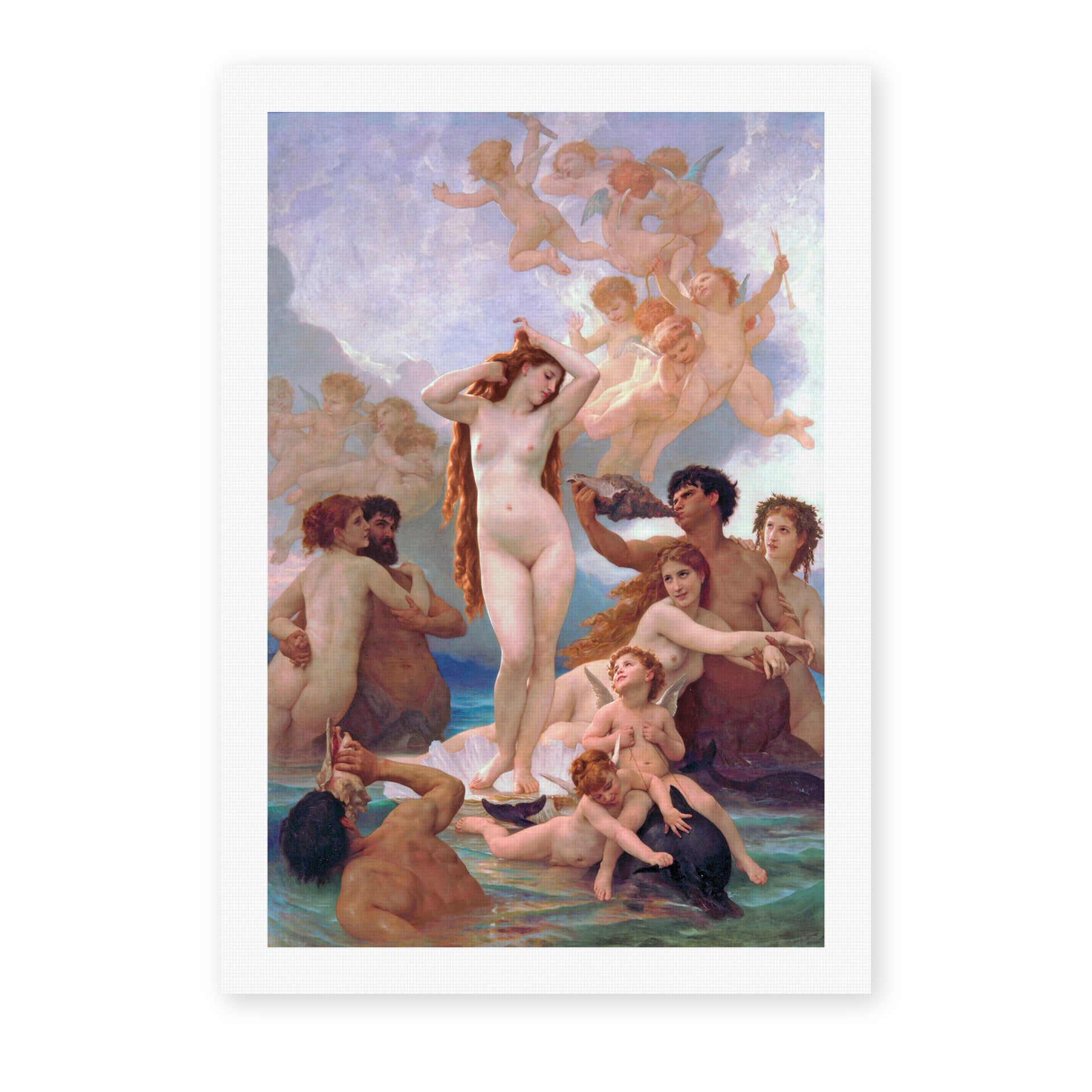 William-Adolphe Bouguereau's 'The Birth of Venus' painting reproduced as a rolled canvas print
