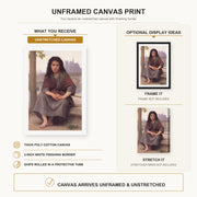 William-Adolphe Bouguereau - The Bohemian canvas print size comparison and framing display infographic