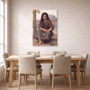 Gallery-wrapped canvas print of William-Adolphe Bouguereau's The Bohemian displayed on a wall in a dining room