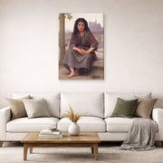 Gallery-wrapped canvas print of William-Adolphe Bouguereau's The Bohemian displayed on a wall in a second living room setting