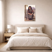 Unframed poster print of William-Adolphe Bouguereau's The Bohemian displayed on a wall in a bedroom