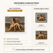 William-Adolphe Bouguereau - The First Mourning canvas print size comparison and framing display infographic