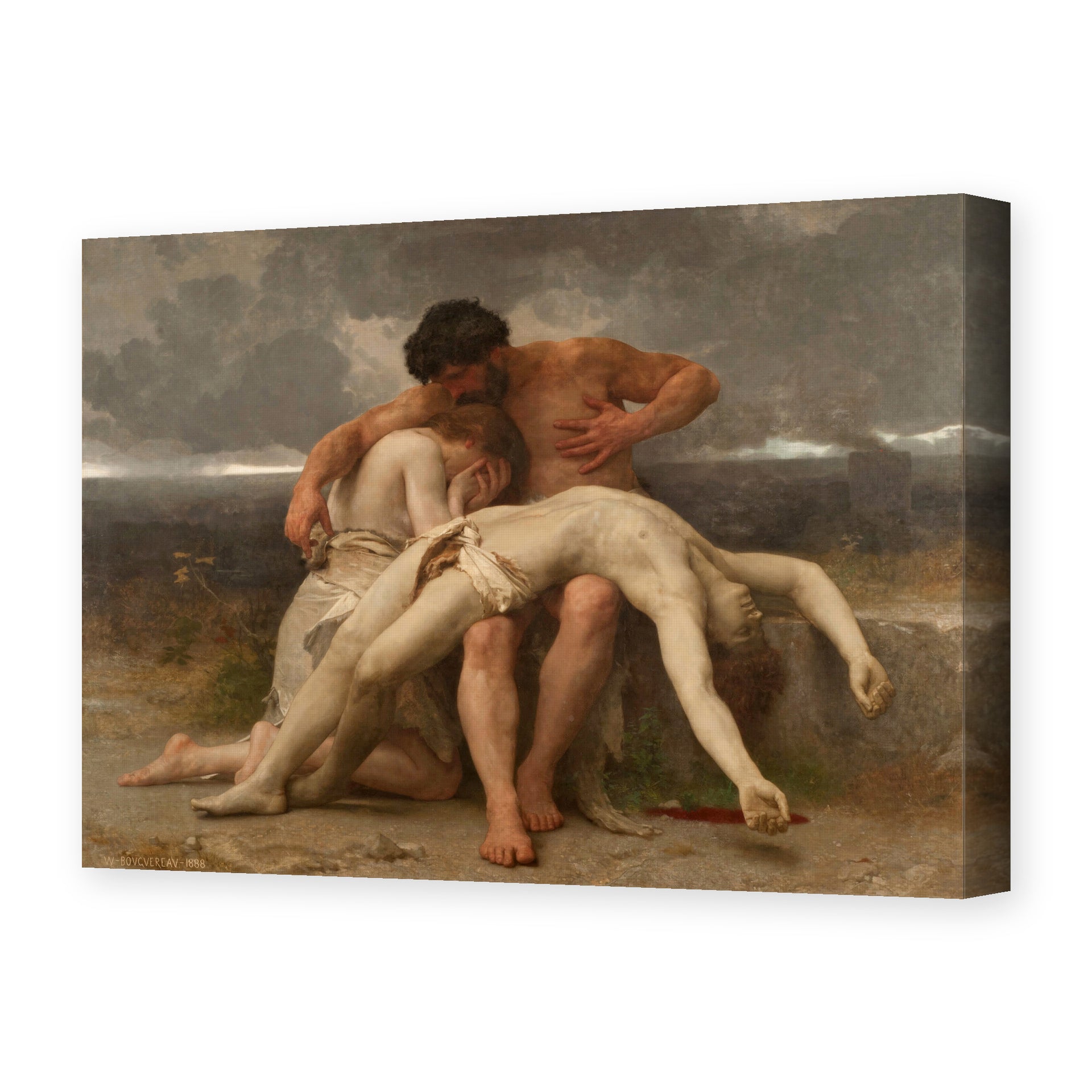 William-Adolphe Bouguereau's 'The First Mourning' painting reproduced as a gallery-wrapped canvas print
