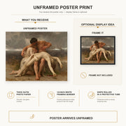 William-Adolphe Bouguereau - The First Mourning poster print size comparison and framing display infographic