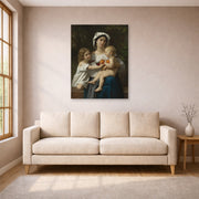 Unframed poster print of William-Adolphe Bouguereau's The Oranges displayed on a wall in a living room