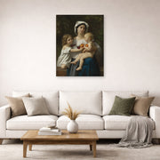 Unframed poster print of William-Adolphe Bouguereau's The Oranges displayed on a wall in a second living room setting