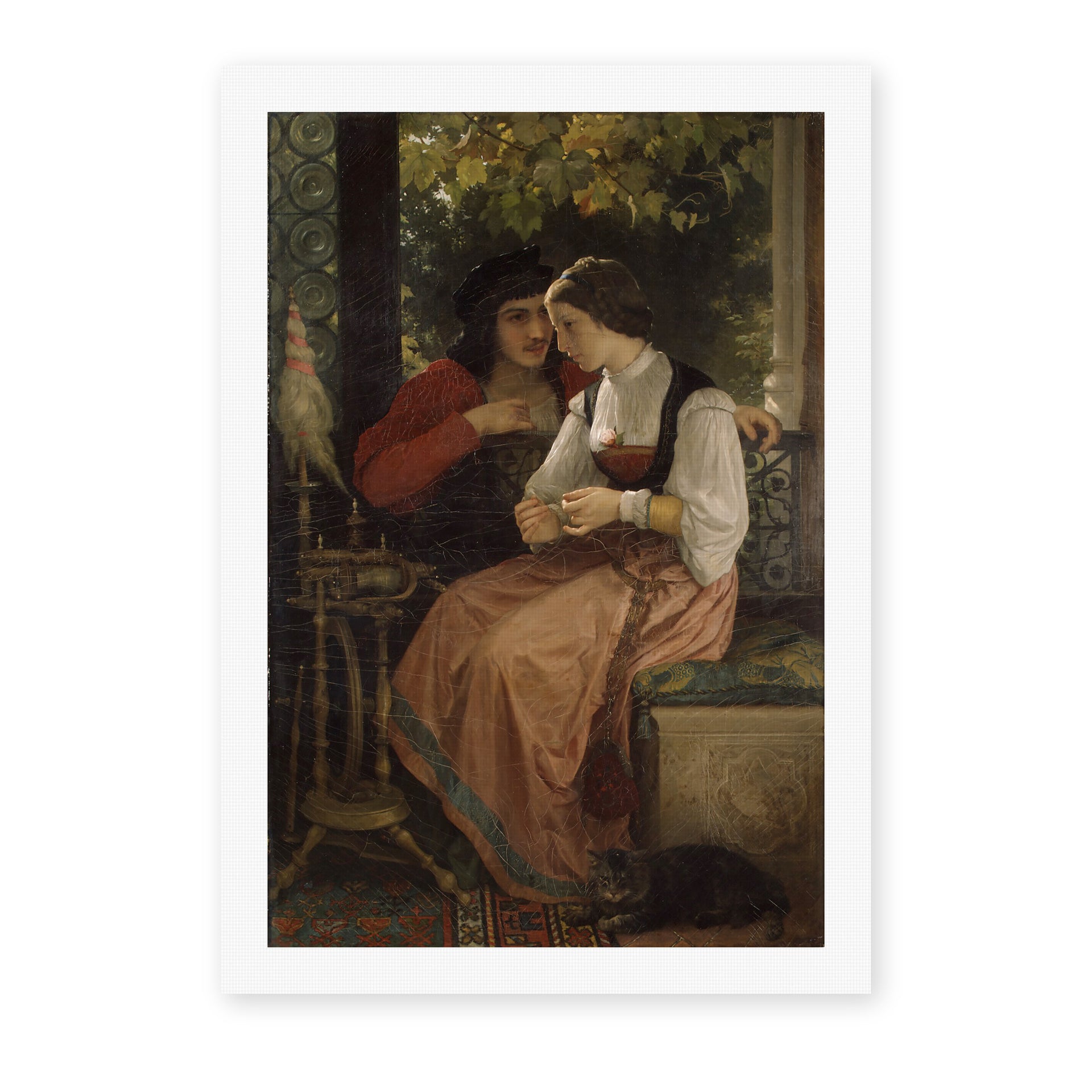William-Adolphe Bouguereau's 'The Proposal' painting reproduced as a rolled canvas print