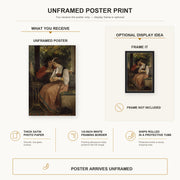 William-Adolphe Bouguereau - The Proposal poster print size comparison and framing display infographic
