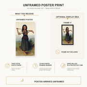 William-Adolphe Bouguereau - The Shepherdess poster print size comparison and framing display infographic
